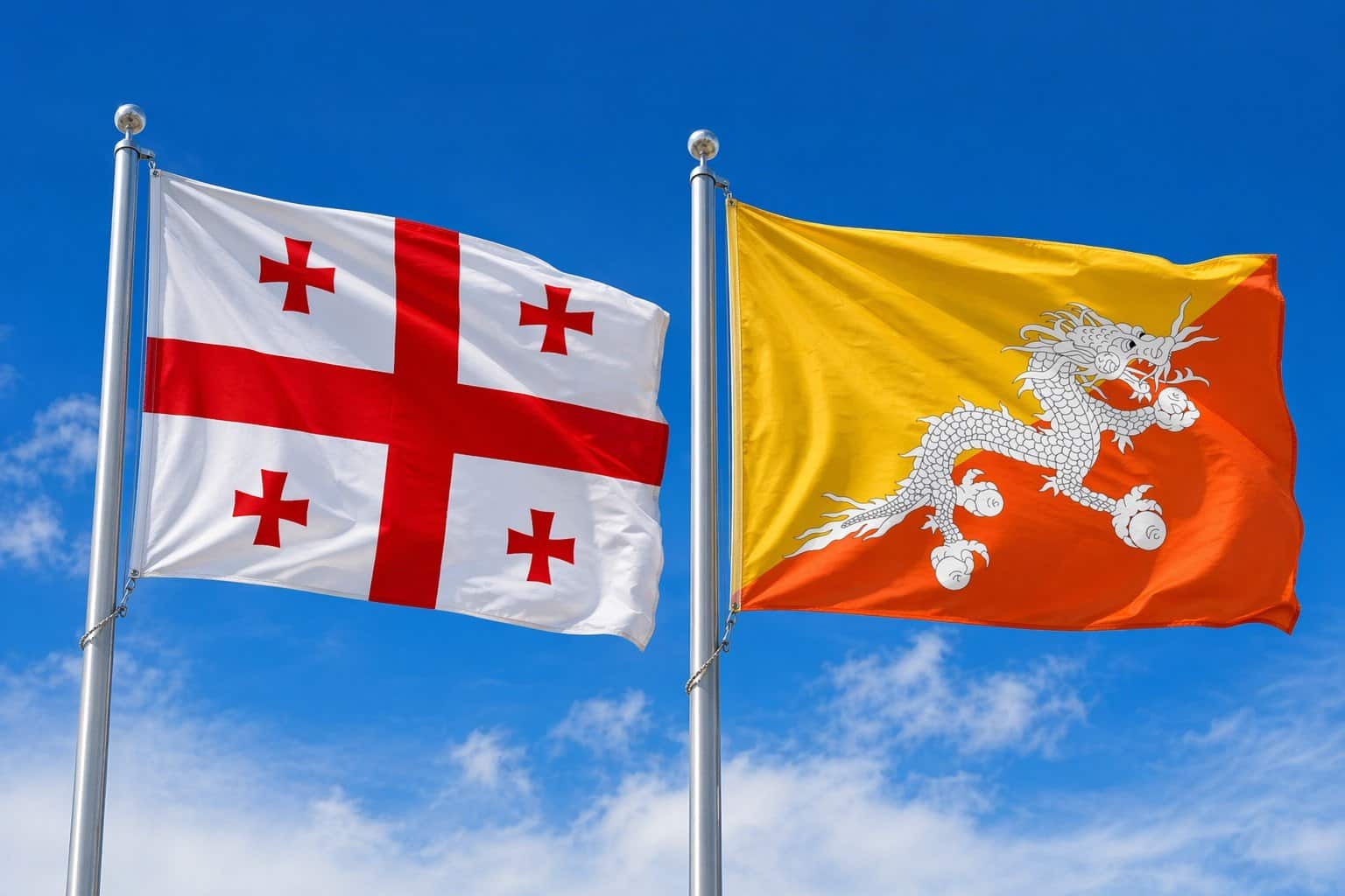 Georgia Flag And Bhutan Flag