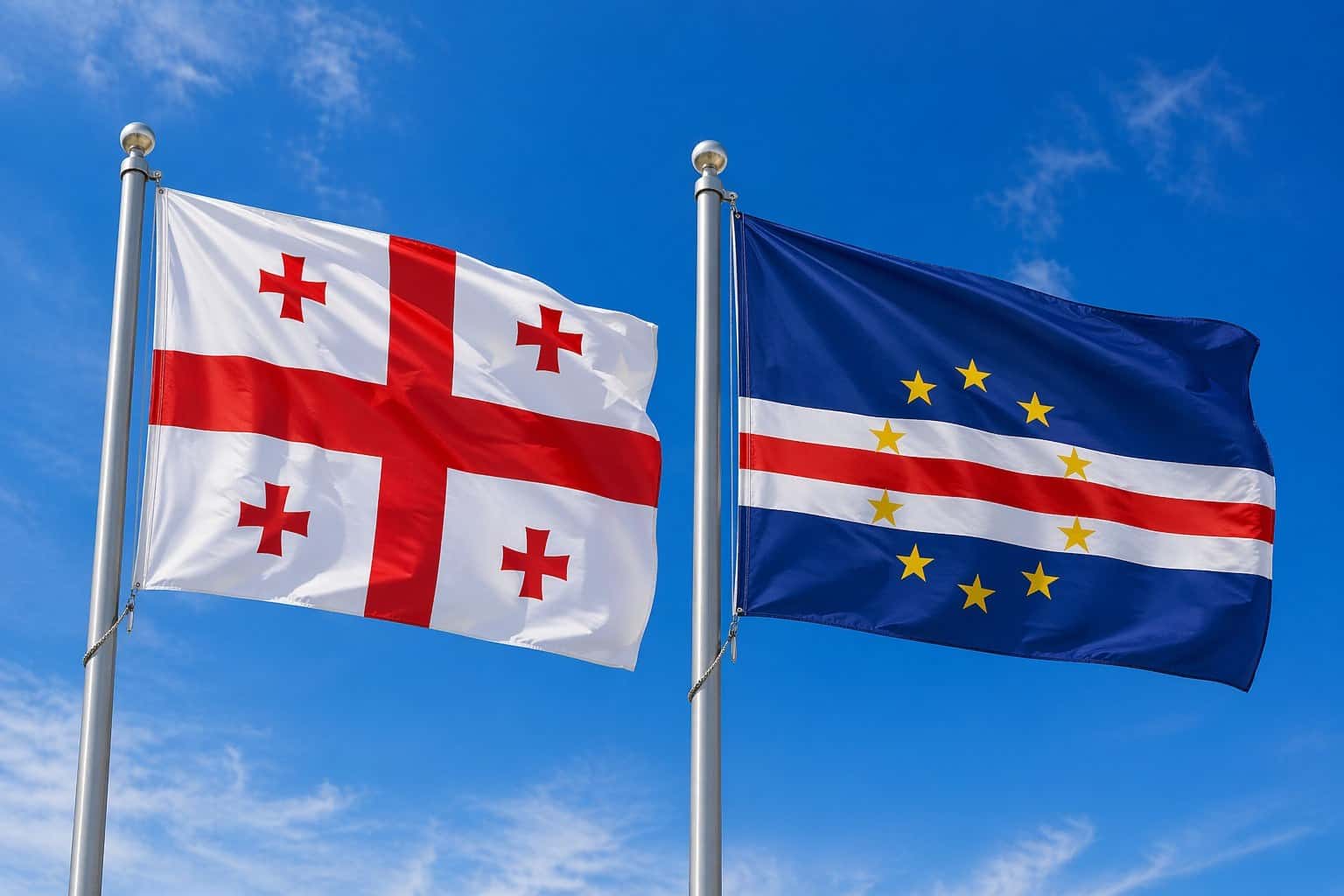 Georgia Flag And Cape Verde Flag