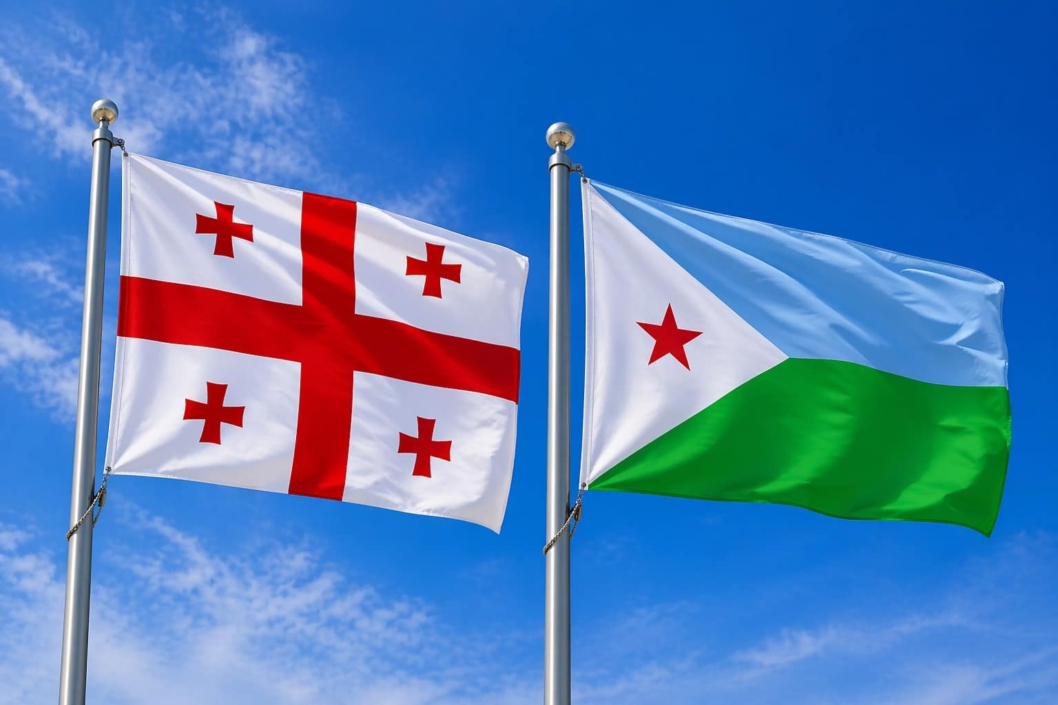 Georgia Flag And Djibouti Flag
