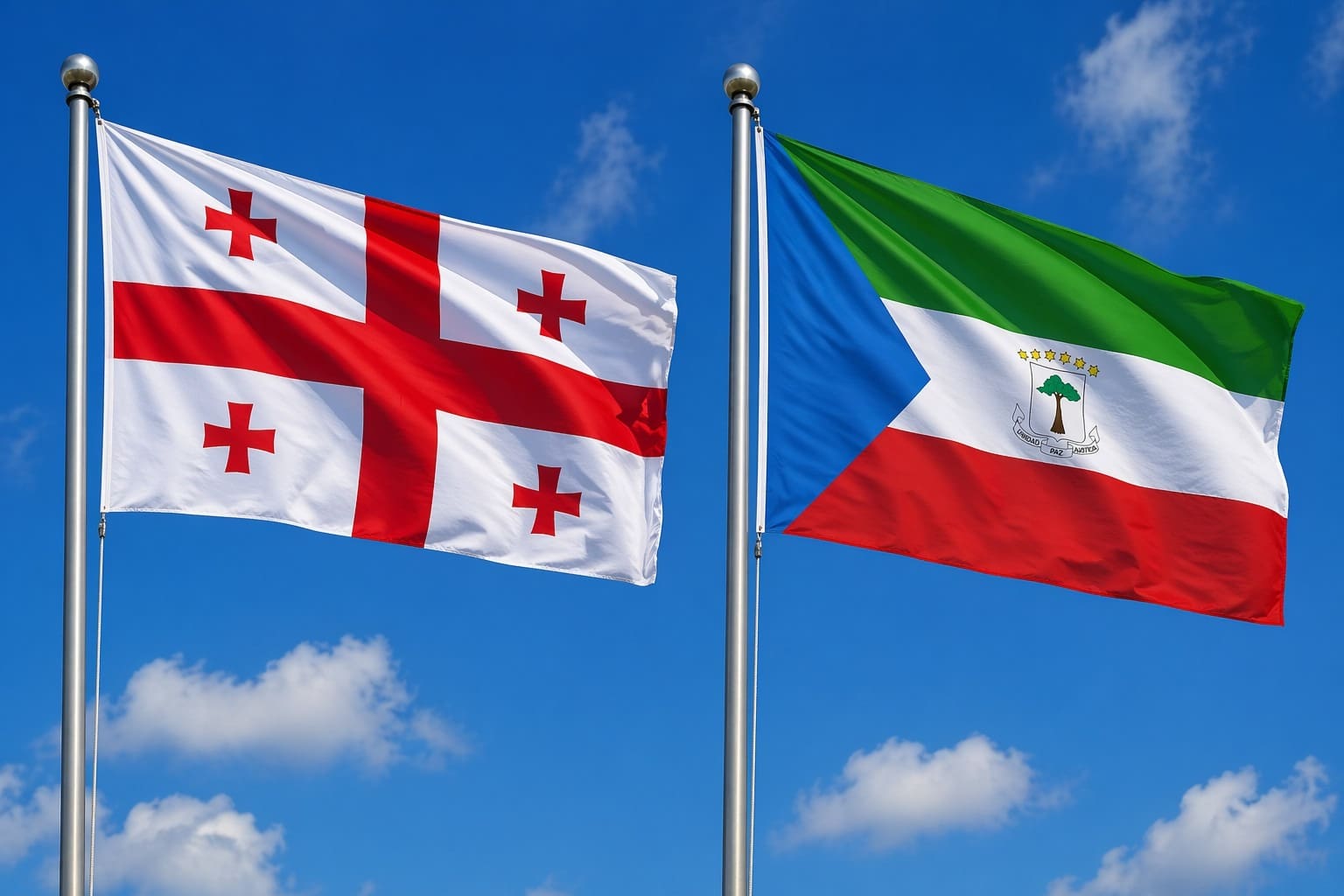 Georgia Flag And Equatorial Guinea Flag