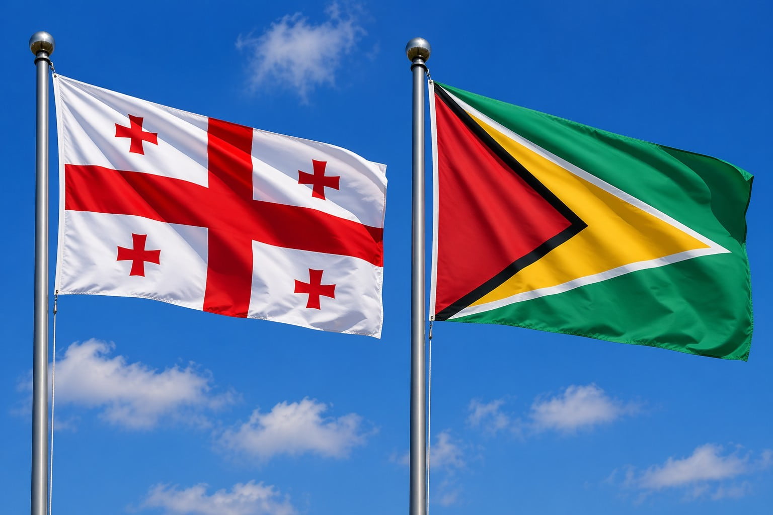 Georgia Flag And Guyana Flag