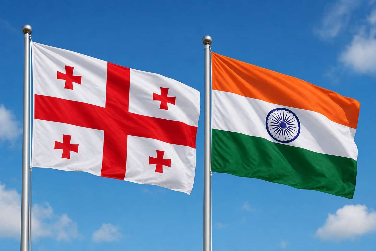 Georgia Flag And India Flag