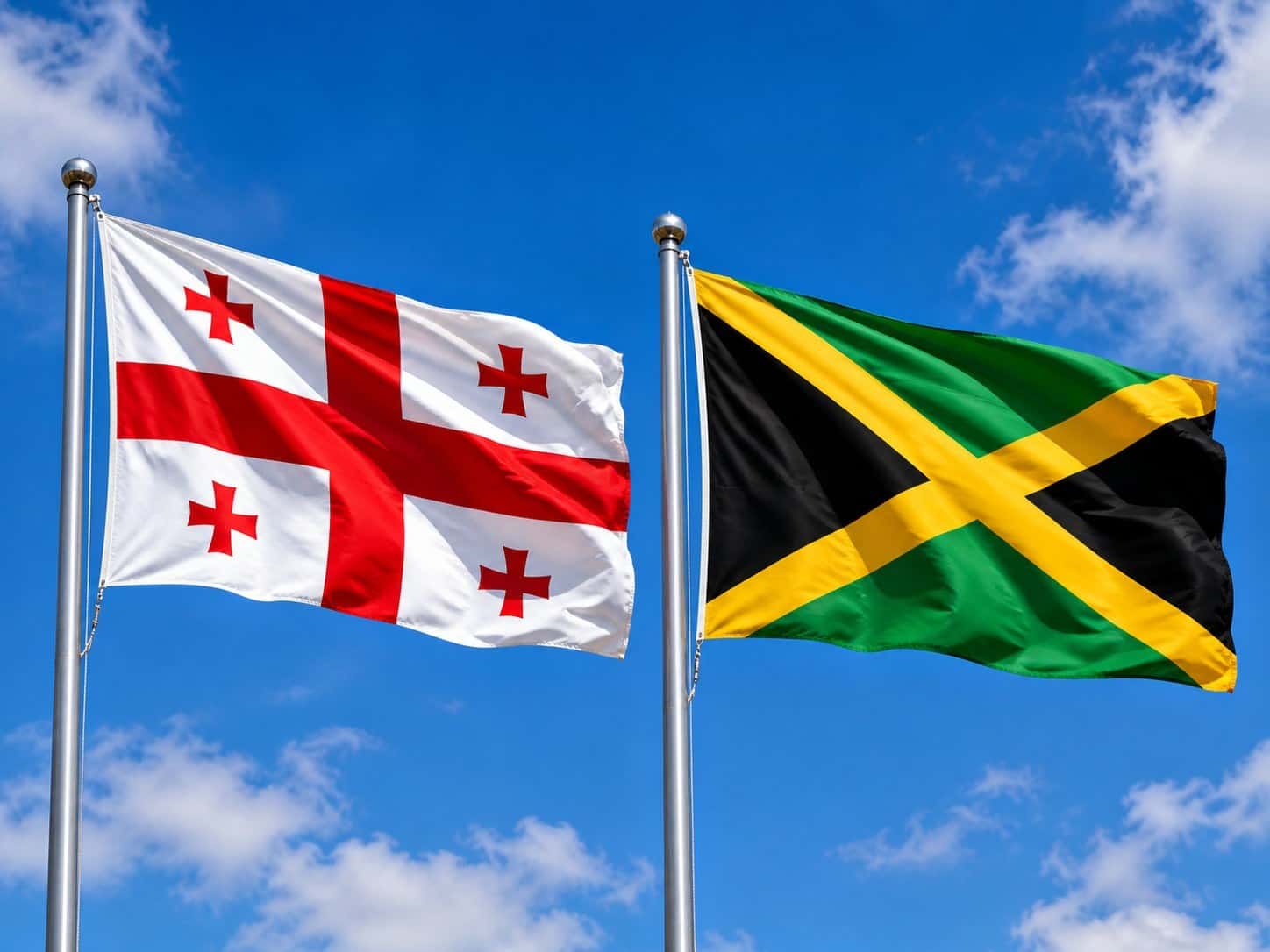 Georgia Flag And Jamaica Flag