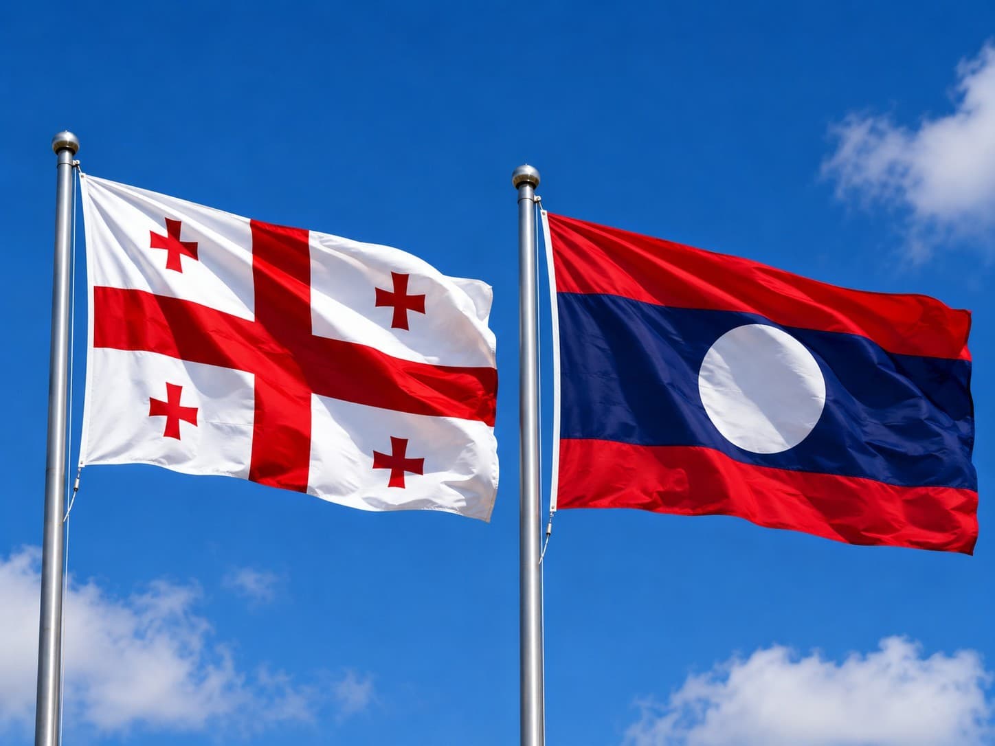 Georgia Flag And Laos Flag