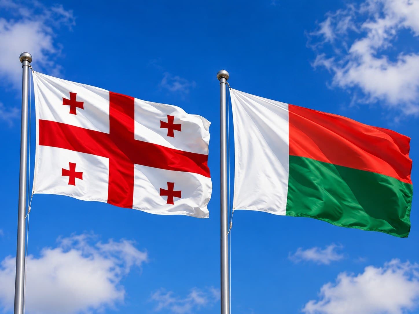 Georgia Flag And Madagascar Flag