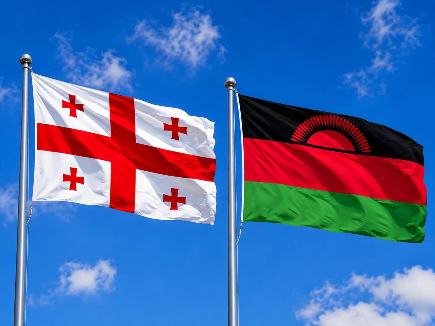 Georgia Flag And Malawi Flag