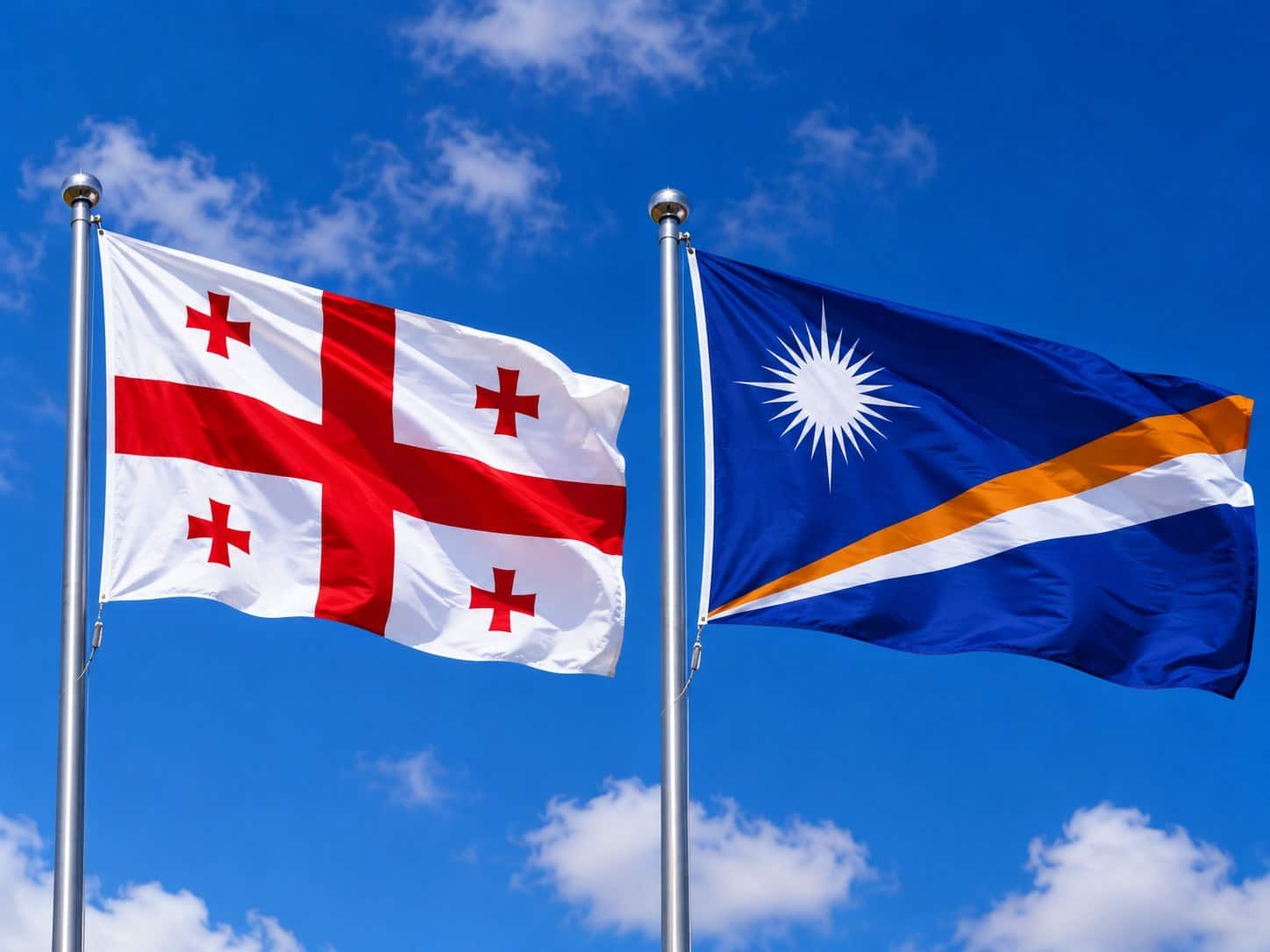 Georgia Flag And Marshall Islands Flag