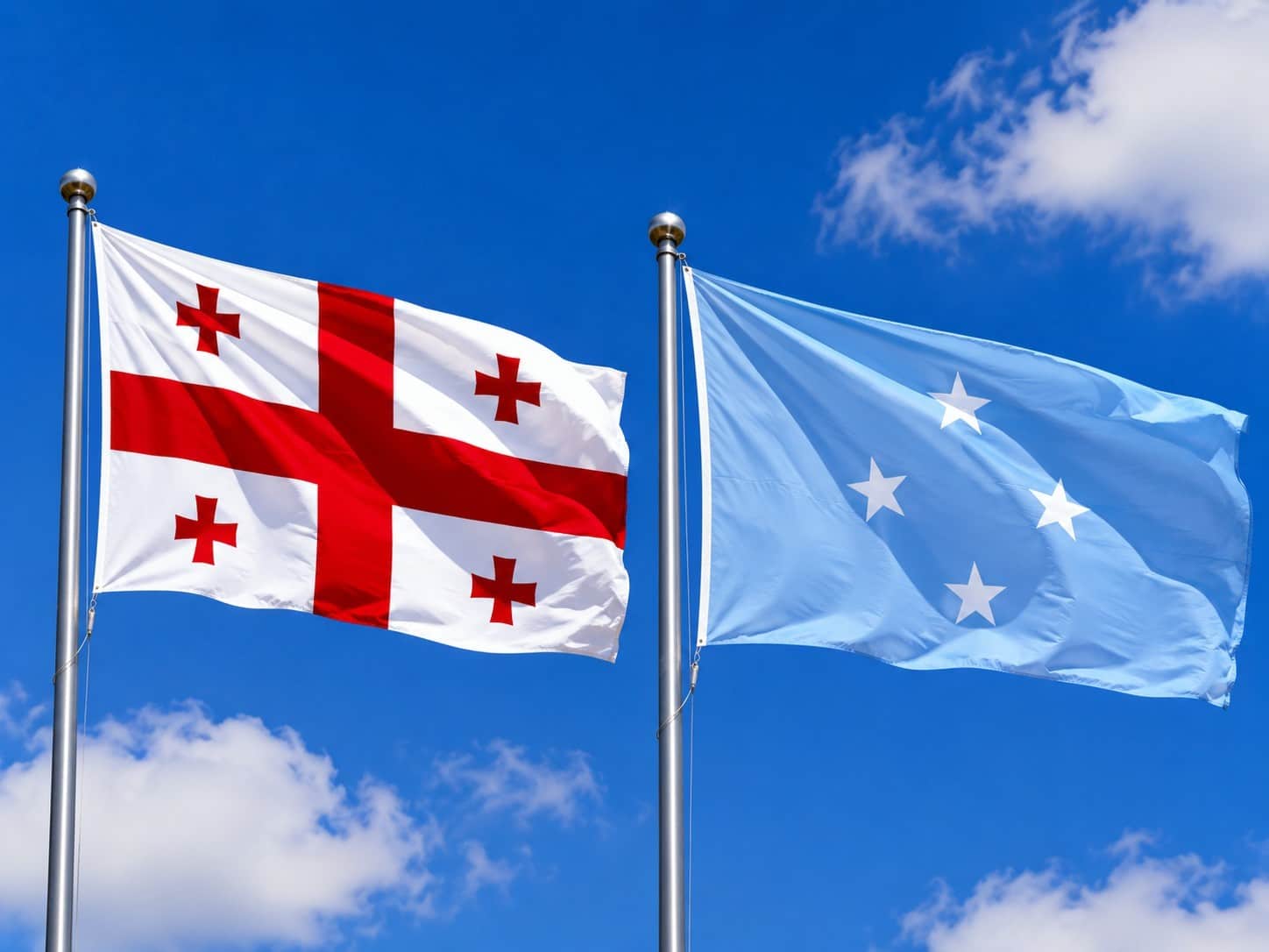 Georgia Flag And Micronesia Federated States Of Flag