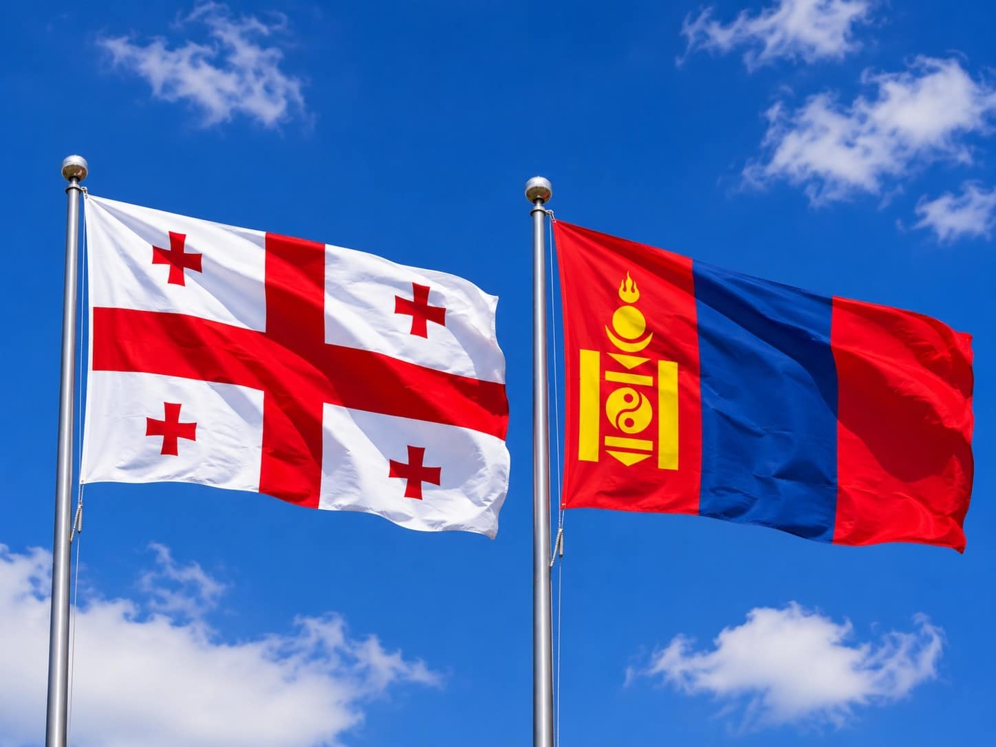 Georgia Flag And Mongolia Flag
