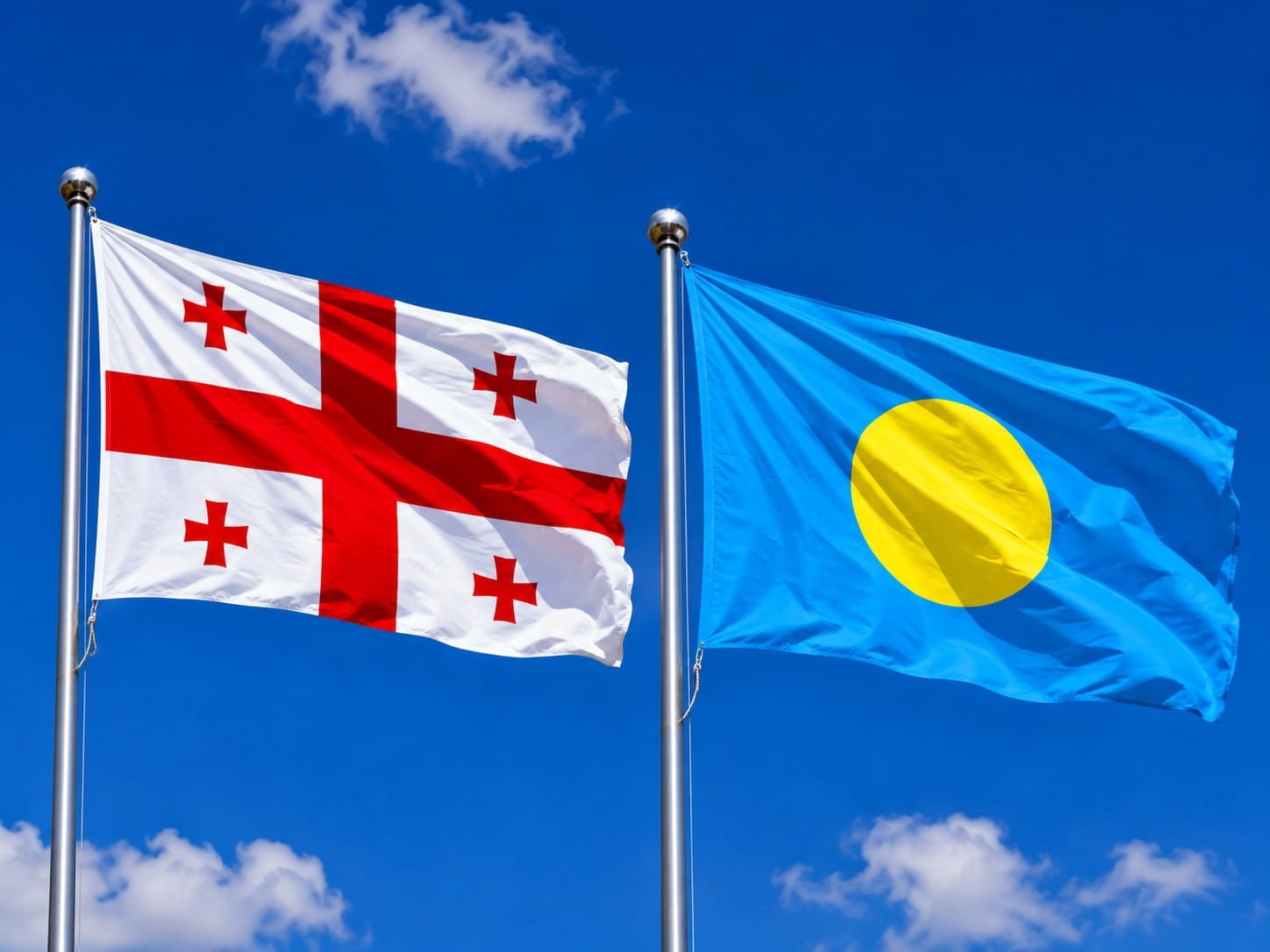 Georgia Flag And Palau Flag