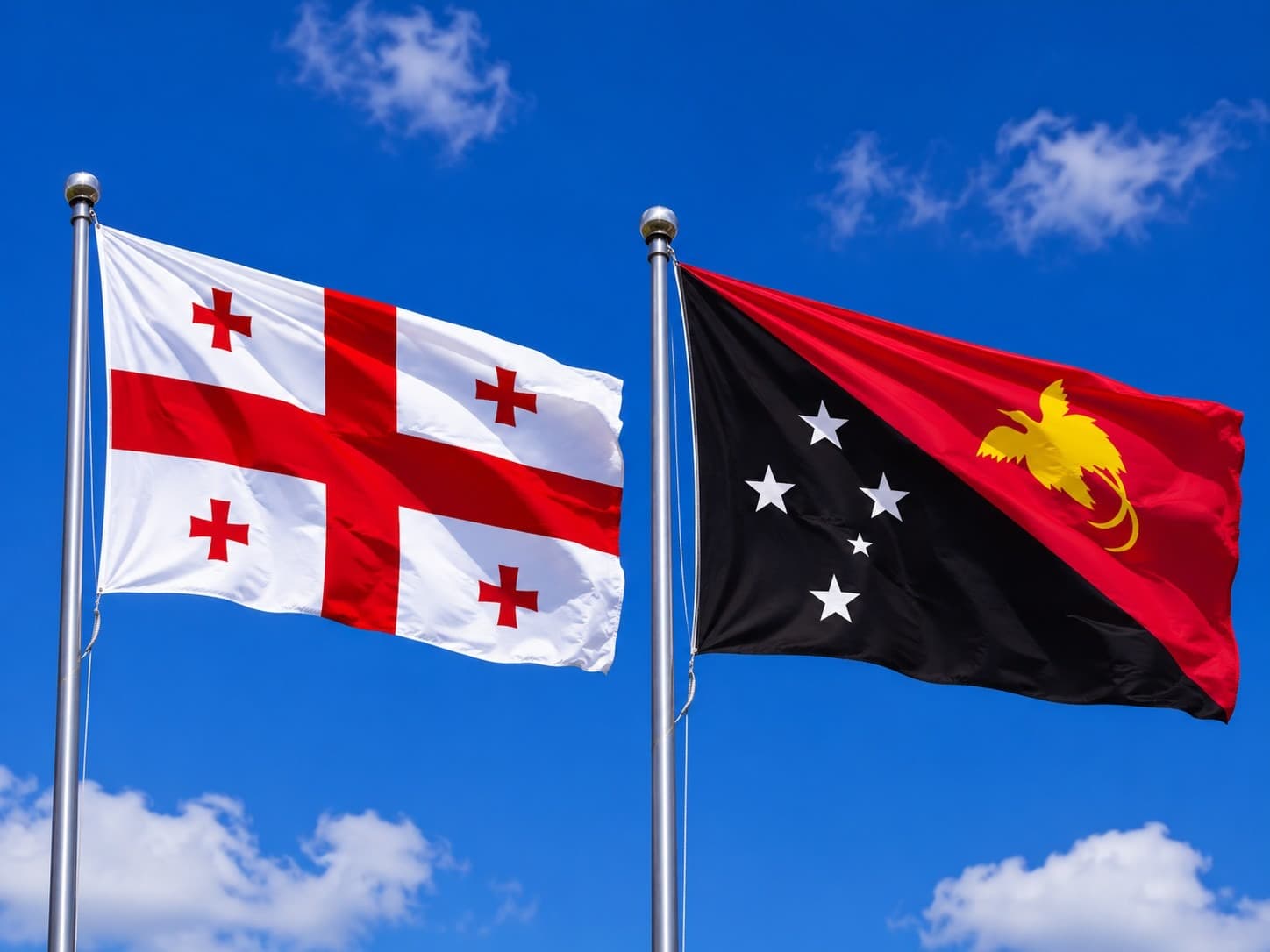 Georgia Flag And Papua New Guinea Flag