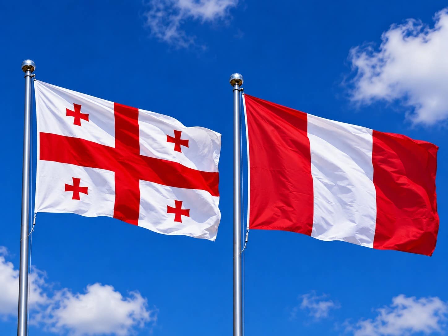 Georgia Flag And Peru Flag