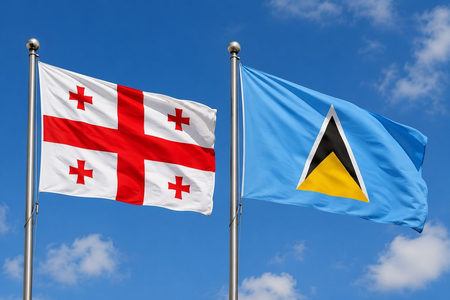 Georgia Flag And Saint Lucia Flag