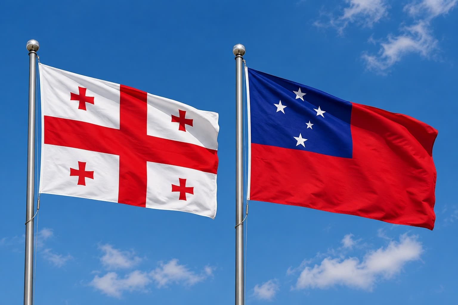Georgia Flag And Samoa Flag