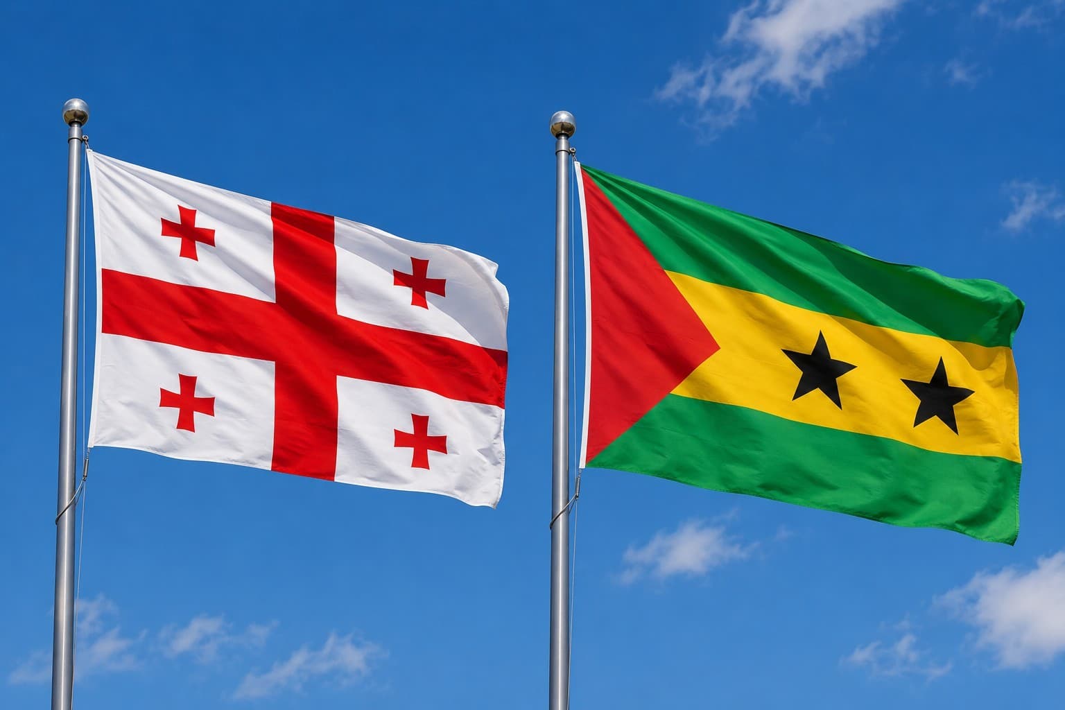 Georgia Flag And Sao Tome And Principe Flag