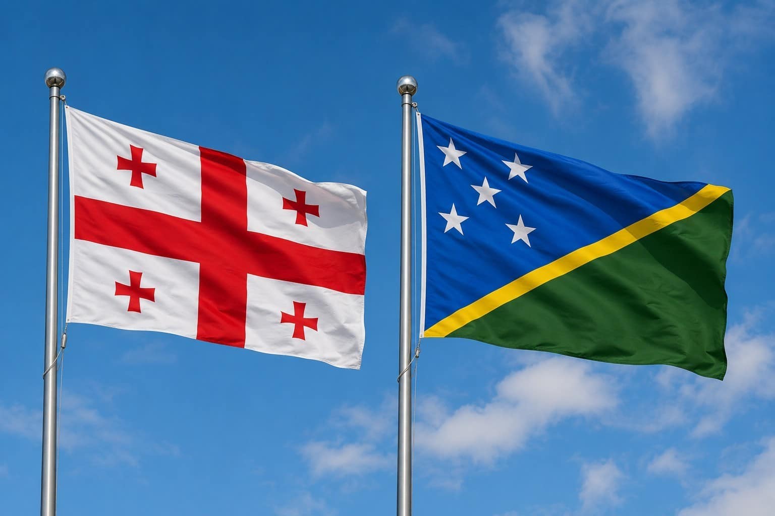 Georgia Flag And Solomon Islands Flag