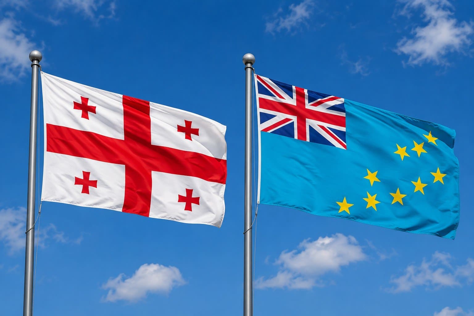 Georgia Flag And Tuvalu Flag