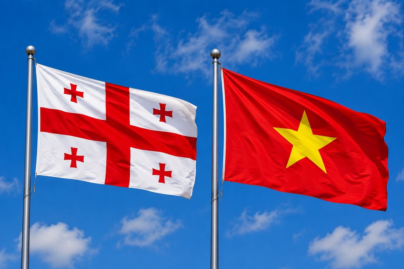 Georgia Flag And Vietnam Flag