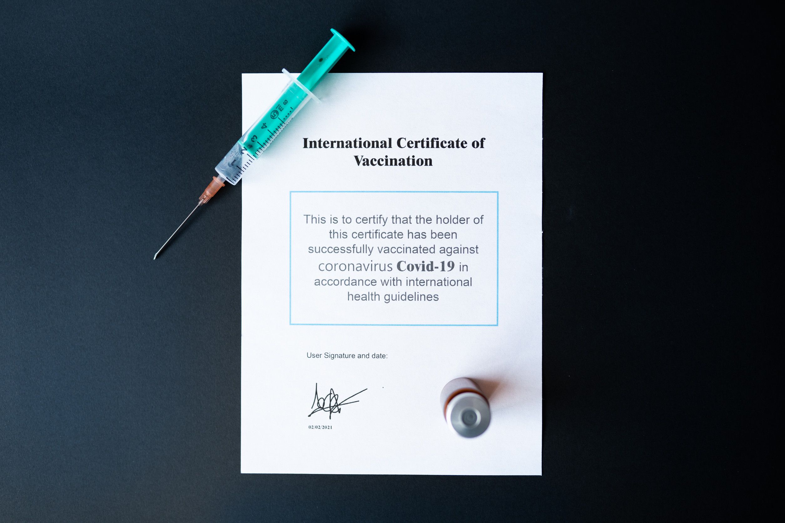 Coronavirus vaccine certificate