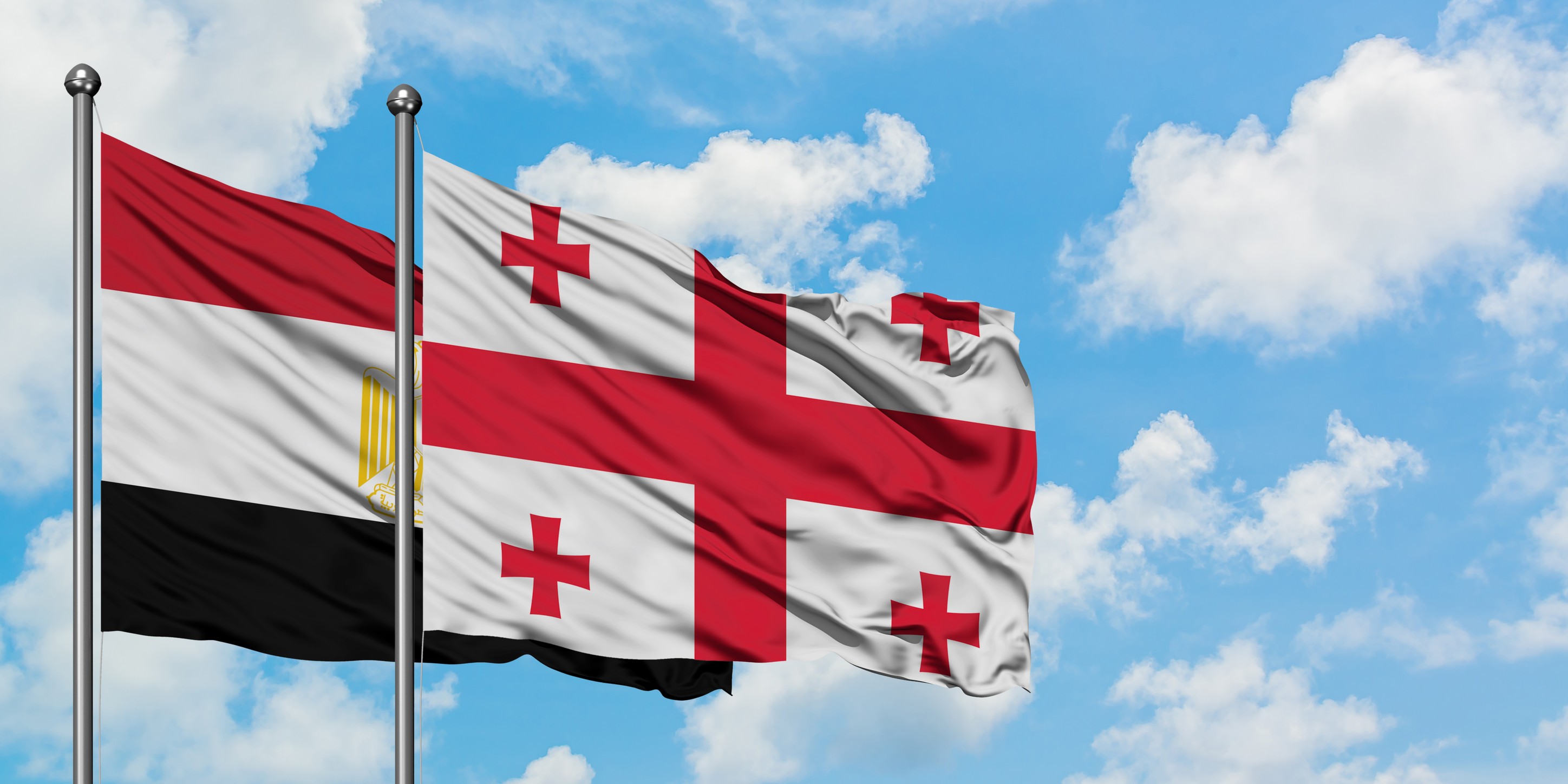 Egypt and georgia flag waving