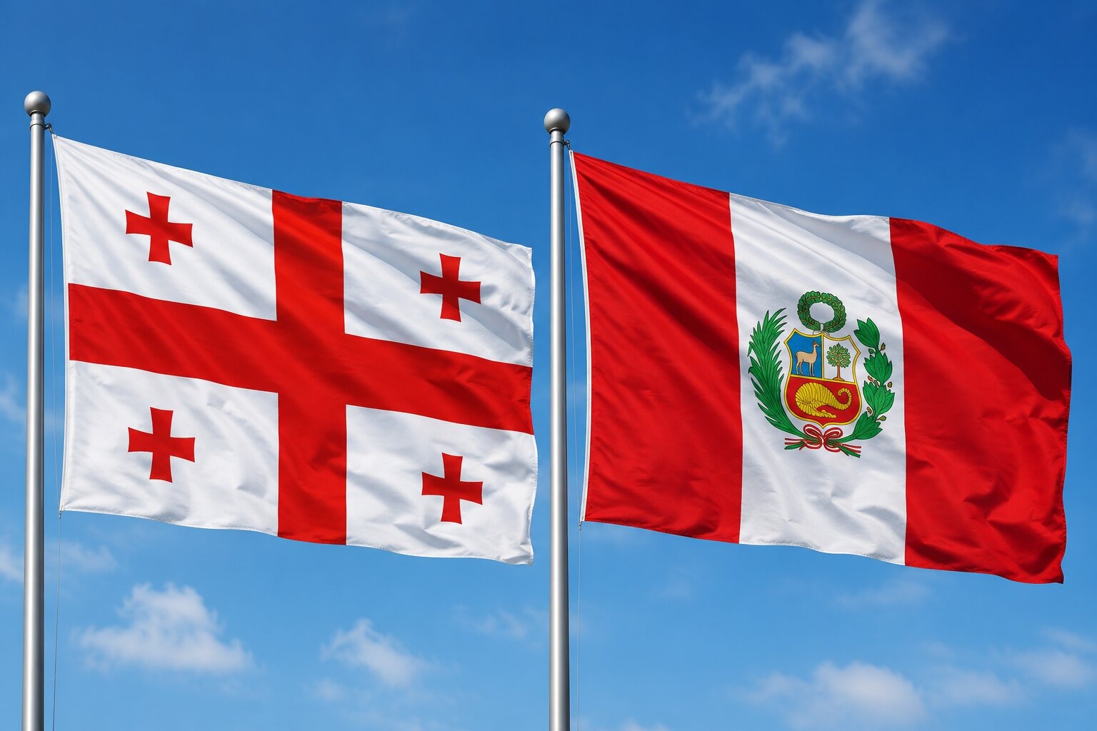 Peru Flag And Georgia Flag