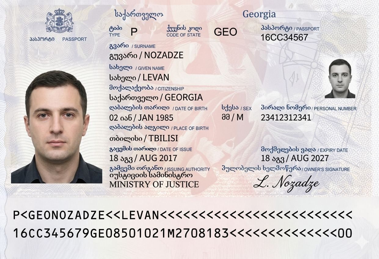 Sample Of A Georgian Passport Bio Page