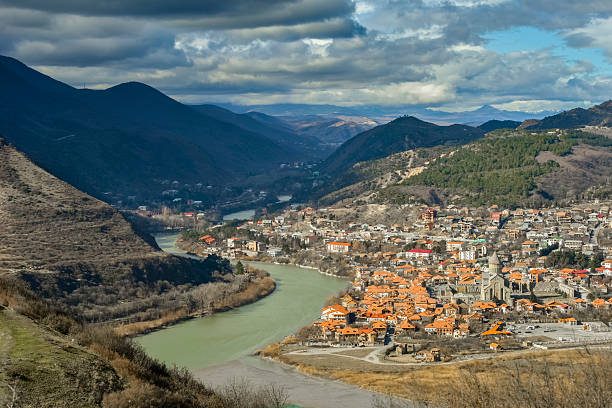 View of Mtskheta from Jvari monastery. Georgia